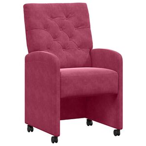 vidaXL Sedie da Pranzo con Ruote 2 pz Velluto Rosso vino
