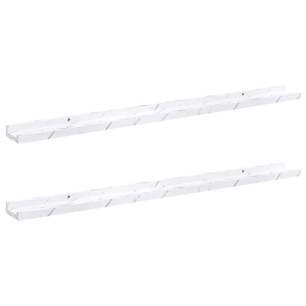 vidaXL Scaffale da parete 2 pcs Marmo Bianco 100 x 9 x 3 cm