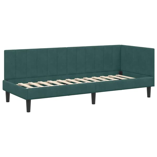 vidaXL Cornice del letto ad angolo Verde Scuro 80 cm x 200 cm Velluto