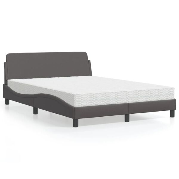 vidaXL Letto con Materasso Dover Grigio 140x190 cm in Similpelle