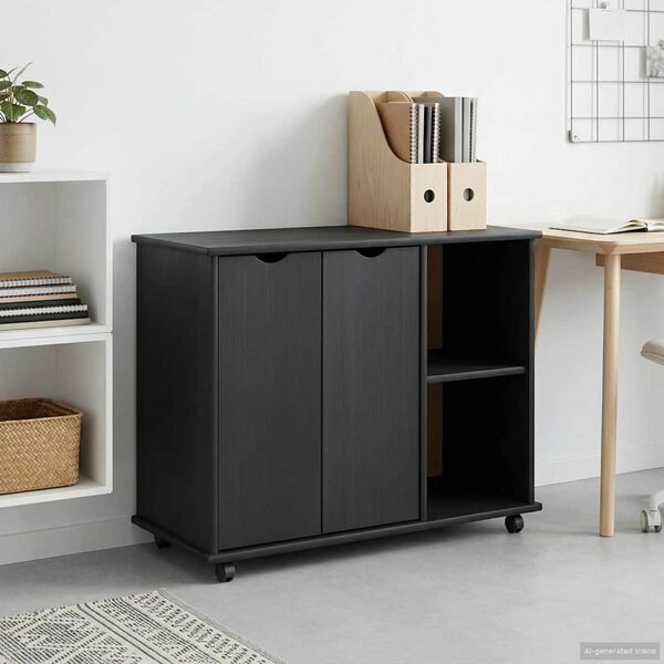 vidaXL Mobile con Ruote con ruota Grigio 100 x 39 x 65,5 cm