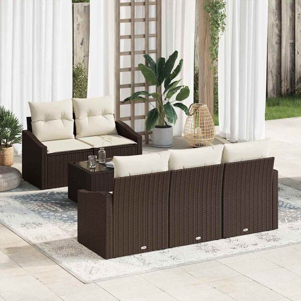 vidaXL Set di divani con cuscino 6 pcs Marrone e Crema polyrattan