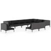 vidaXL Divani da Giardino 10 pz con Cuscini in Polyrattan Grigio Scuro