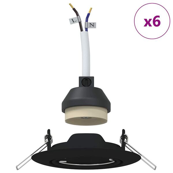 vidaXL Spotlights con i riflettori 6 pcs Nero 9 x 9 cm Metallo