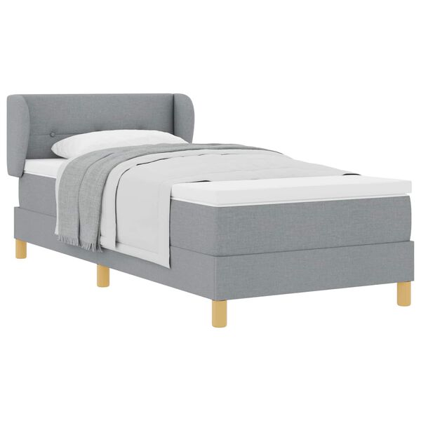 vidaXL Letto a molle con materasso Grigio chiaro 90 x 190 cm Tessuto