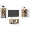 vidaXL Set Mobili TV 3 pz Bianco e Rovere Sonoma in Legno Multistrato