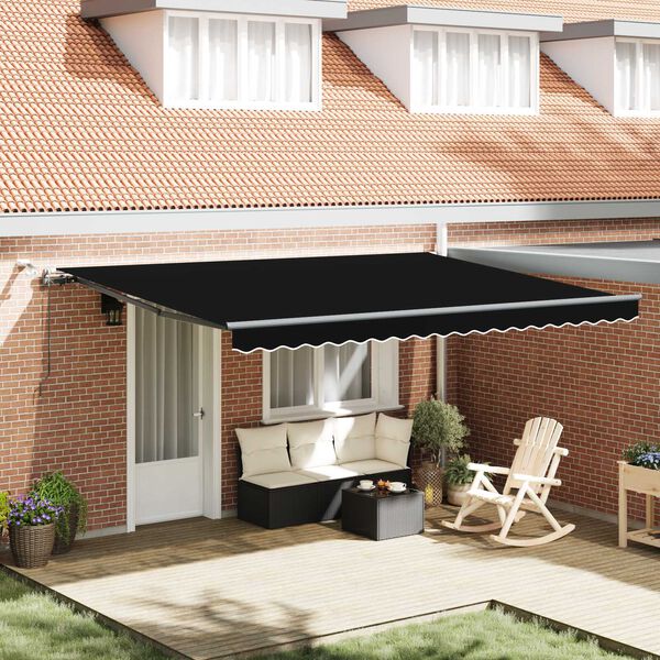 vidaXL Tessuto per Tenda con Nero 450 &times; 300 cm Poliestere