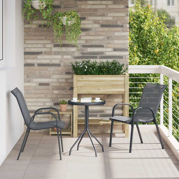 vidaXL Set Bistro da Giardino 3 pcs Grigio Acciaio