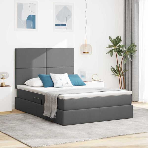vidaXL Letto con contenitore e LED con led Grigio scuro 140 x 190 cm