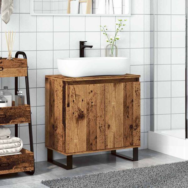 vidaXL Mobile da Bagno Legno Vecchio 58x33x60 cm in Truciolato