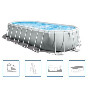 Intex Set Piscina Ovale Prism Frame 610x305x122 cm