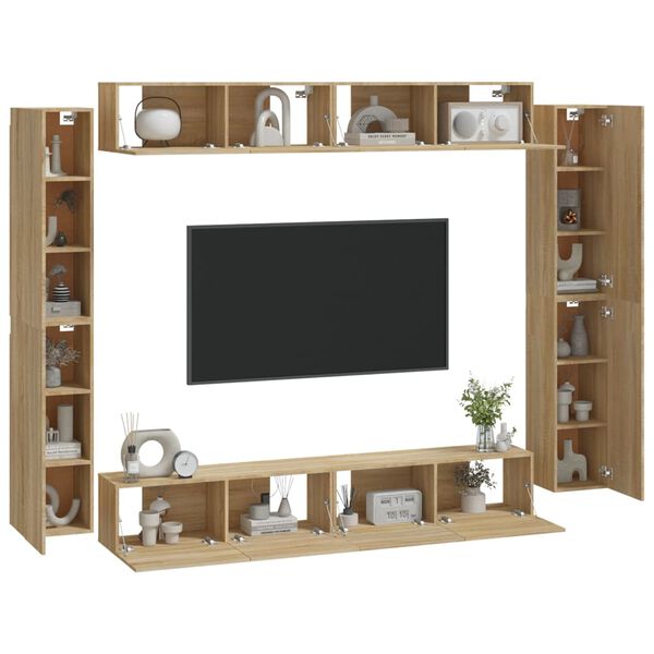 vidaXL Set Mobili Porta TV 8pz Rovere Sonoma in Legno Multistrato