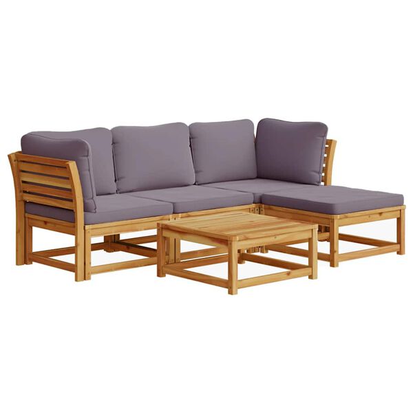 vidaXL Set Salotto da Giardino 5 pz con Cuscini Legno Massello Acacia