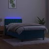 vidaXL Letto a Molle con Materasso e LED Blu Scuro 90x200cm in Velluto