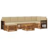vidaXL Set di divani da esterno con cuscino 7 pcs Naturale