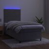 vidaXL Letto a Molle Materasso e LED Grigio Chiaro 90x200 cm Velluto
