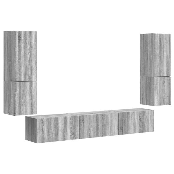 vidaXL Set mobile TV 4 pcs Grigio Sonoma Legno multistrato