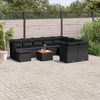 vidaXL Set Divani da Giardino 11 pz con Cuscini in Polyrattan Nero