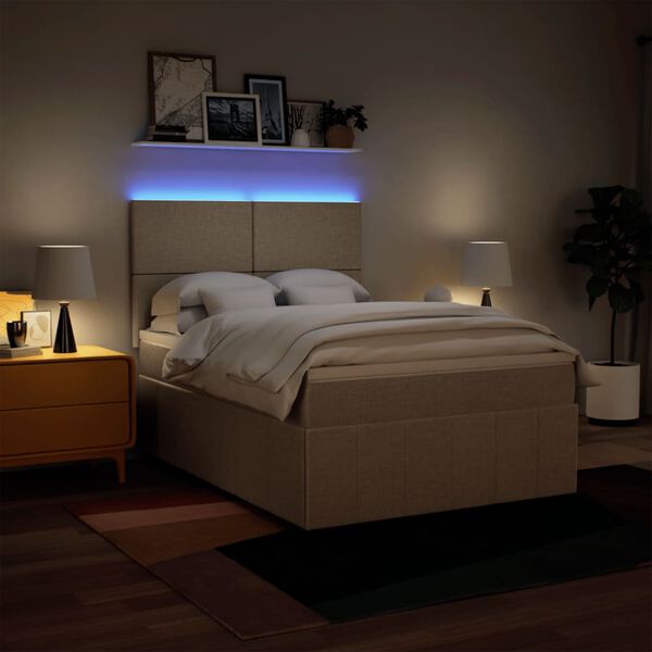 vidaXL Giroletto a Molle con Materasso Crema 140x200 cm in Tessuto