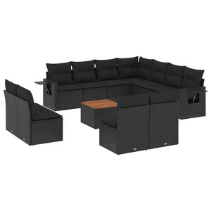 vidaXL Set Divani da Giardino 12 pz con Cuscini Nero in Polyrattan