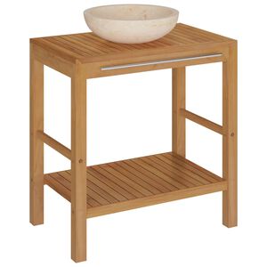 vidaXL Armadietto da Bagno in Legno di Teak con Lavabo in Marmo Crema