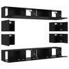 vidaXL Set mobile TV Montaggio a parete Rovere Nero Legno multistrato