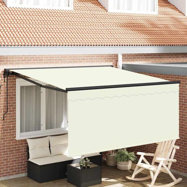 vidaXL Tenda Retrattile Crema 350 x 250 cm Poliestere e Alluminio