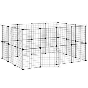 vidaXL Gabbia per Animali 28 Pannelli con Porta Nero 35x35 cm Acciaio