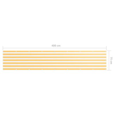 vidaXL Paravento da Balcone Bianco e Giallo 75x400 cm Tessuto Oxford