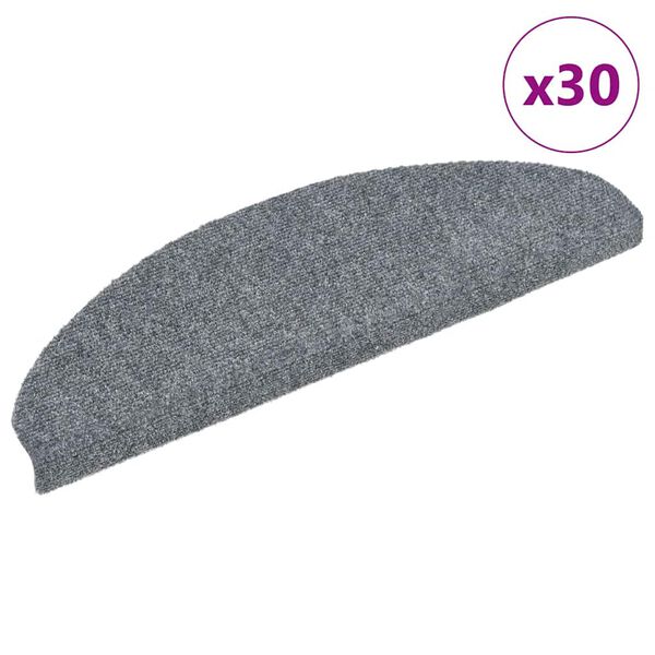 vidaXL Tappetini per scale autoadesivi 30 pz 65x21x4 cm Grigio chiaro Semicircolari Grandi