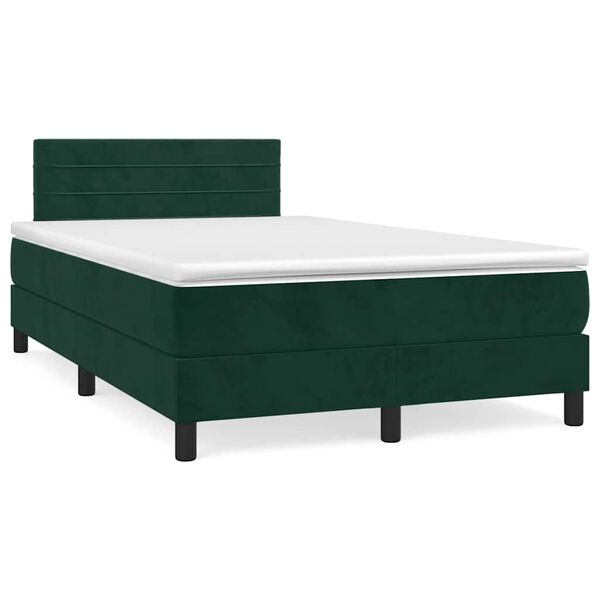 vidaXL Letto a Molle con Materasso e LED Verde Scuro 120x190cm Velluto
