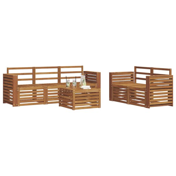 vidaXL Set divani 6 pcs Naturale Legno di Acacia Massello
