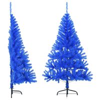 vidaXL Albero di Natale Artificiale a Met&agrave; con Supporto Blu 120 cm PVC