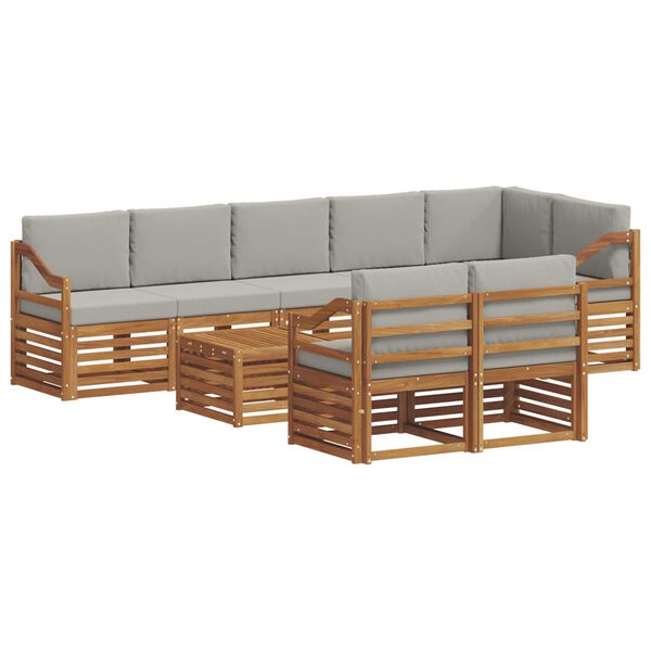 vidaXL Set divani con cuscino 9 pcs Grigio Naturale e Chiaro