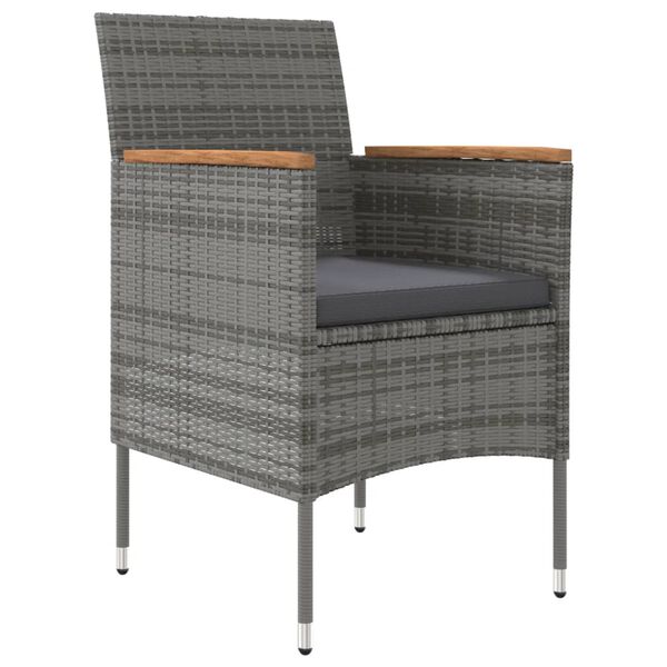 vidaXL Set da Pranzo da Giardino 7 pz con Cuscini Grigio e Nero