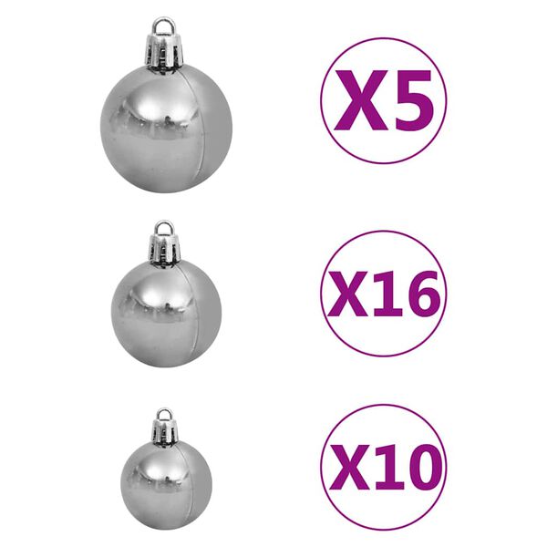 vidaXL Albero di Natale artificiale illuminato pre-illuminato con set di palline