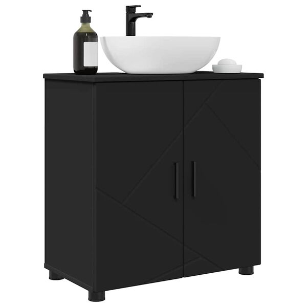 vidaXL Mobile da Bagno con archiviazione Nero 61 x 35 x 64 cm