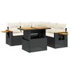vidaXL Set Divano da Giardino 6 pz con Cuscini Nero in Polyrattan