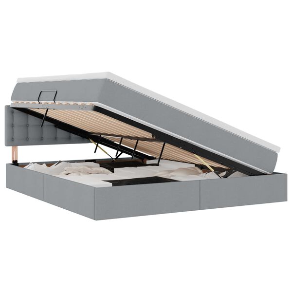 vidaXL Letto con contenitore e materasso Grigio chiaro 160 x 200 cm