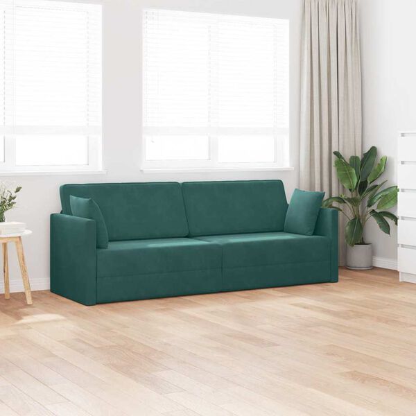 vidaXL Divano-letto da pavimento 200cm Verde Scuro Velluto
