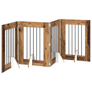 vidaXL Cancello per cani pieghevole con supporti 4 pz Legno antico