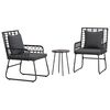 vidaXL Set da Pranzo per Giardino 3 pz Nero e antracite polyrattan