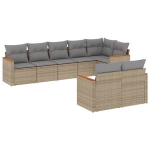 vidaXL Set Divano da Giardino 8 pz con Cuscini Beige in Polyrattan
