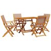 vidaXL Set da Pranzo da Giardino 5 pz Tortora Tessuto e Legno Massello