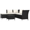vidaXL Set Divani da Giardino 4 pz con Cuscini Nero in Polyrattan