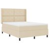 vidaXL Letto a molle con materasso Crema 160 x 200 cm Tessuto