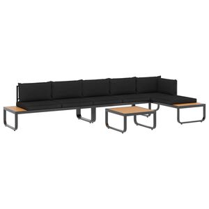 vidaXL Set Divano da Giardino 4 pz ad Angolo Cuscini in Alluminio WPC