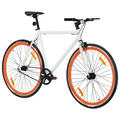 vidaXL Bicicletta a Scatto Fisso Bianca e Arancione 700c 55 cm