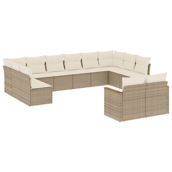 vidaXL Set Divani da Giardino 12 pz con Cuscini Beige in Polyrattan