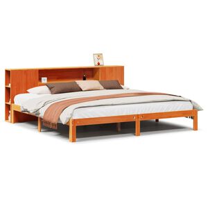 vidaXL Letto Libreria senza Materasso Marrone Cera 180x200 cm in Pino